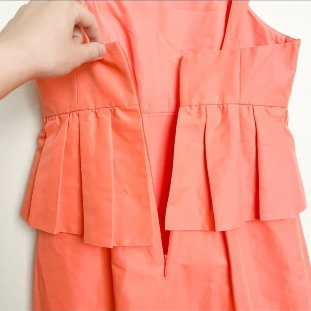 J. Crew Coral Peplum Waist Dress knee Length 2